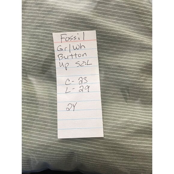 Fossil Mens Long Sleeve Green Striped Button-Up Shirt Size L - Picture 9 of 9